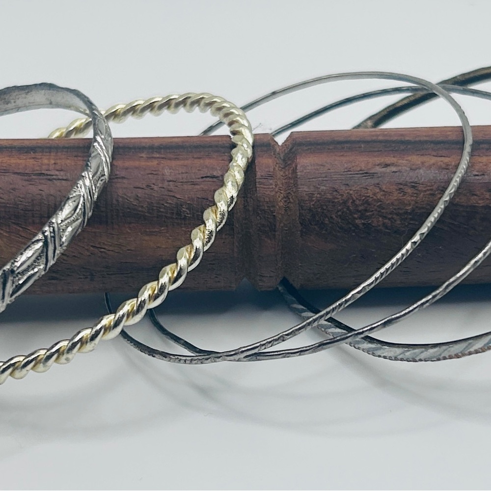 5 Antique Metal Bangle Bracelets